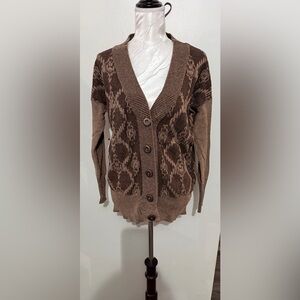 BKE Brown Patterned Women’s Cardigan Sweater